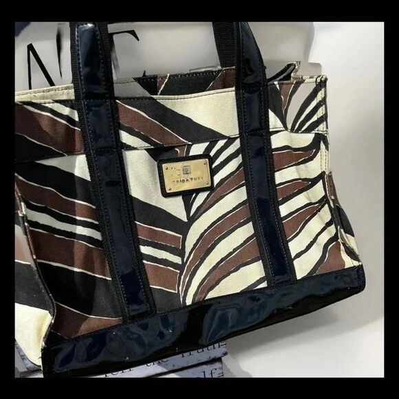 Trina Turk Canvas Brown/Black Tote - Picture 2 of 9